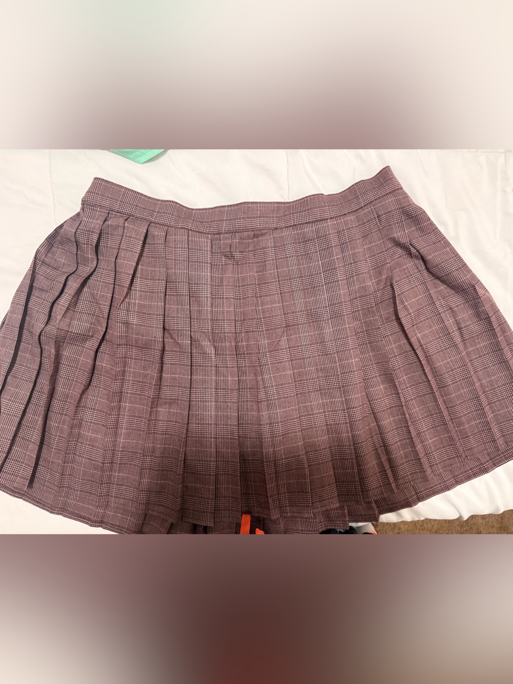 SO Plaid Pleated Skater Skirt - Dusty Mauve